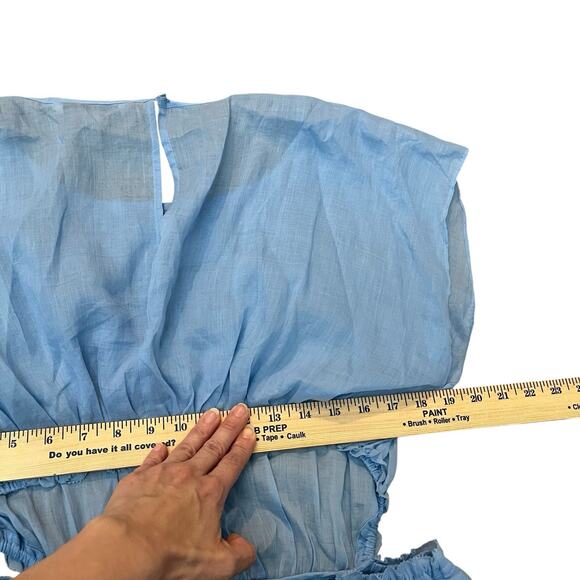 Rebecca Taylor Back Cutout Midi Dress Large Fit And Flare Cap Sleeve Preppy Blue - Picture 11 of 11